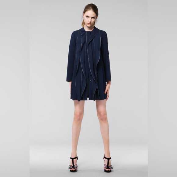 Moschino 2010 Runway Virgin Wool Navy Coat Jacket NWT Made In Italy Size 12 (US) - Picture 1 of 9